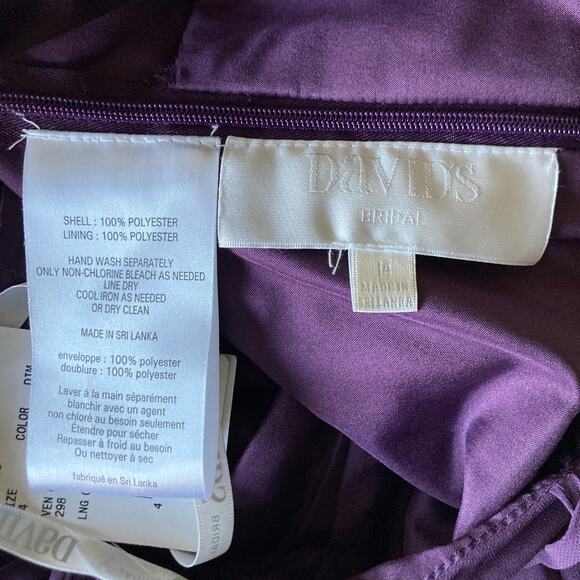 David’s Bridal Pleated Maxi Bridesmaid Dress Plum Size 4-6 - Picture 9 of 9